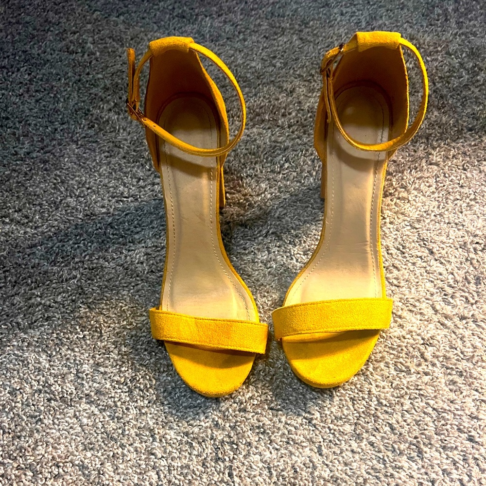 Mustard yellow chunky heels